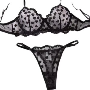 juodos, seksualios tango kelnaitės su širdutėmis