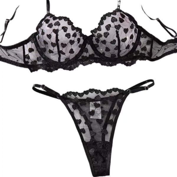 juodos, seksualios tango kelnaitės su širdutėmis