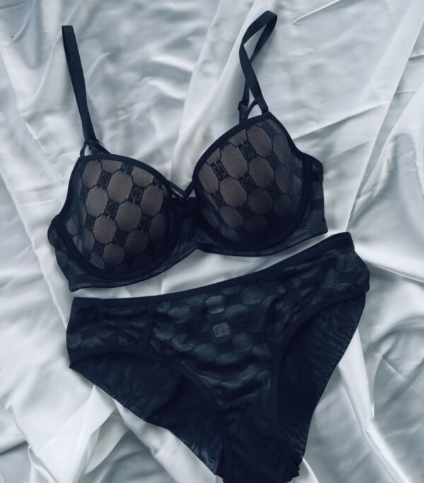 juoda/nude liemenėlė su juostelėmis virš krūtinės - Image 5