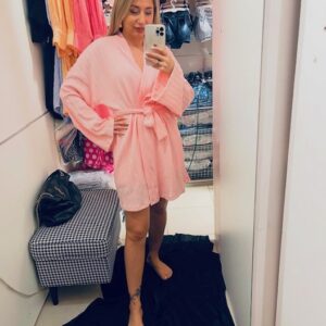 baby pink spalvos megztas chalatas